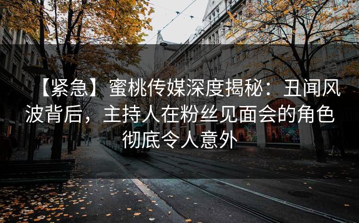【紧急】蜜桃传媒深度揭秘:丑闻风波背后,主持人在粉丝见面会的角色彻底令人意外 【紧急】蜜桃传媒深度揭秘:丑闻风波背后,主持人在粉丝见面会的角色彻底令人意外