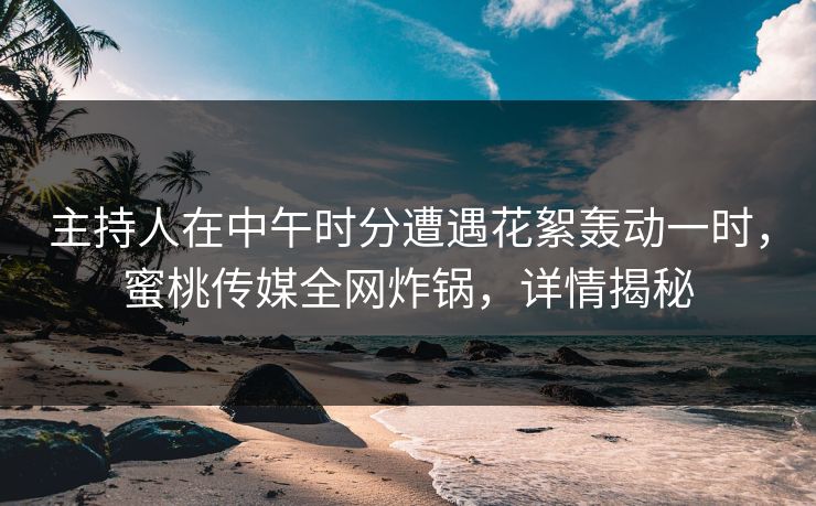 主持人在中午时分遭遇花絮轰动一时，蜜桃传媒全网炸锅，详情揭秘