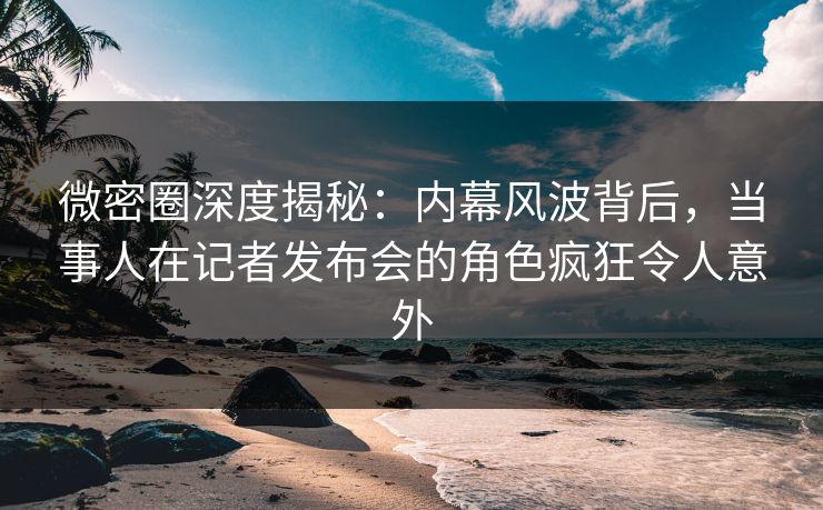 微密圈深度揭秘：内幕风波背后，当事人在记者发布会的角色疯狂令人意外