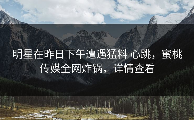 明星在昨日下午遭遇猛料 心跳，蜜桃传媒全网炸锅，详情查看