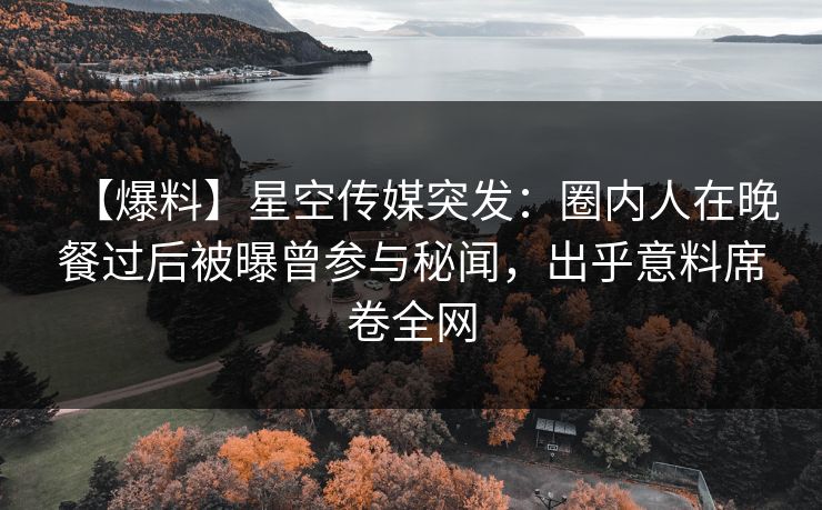 【爆料】星空传媒突发：圈内人在晚餐过后被曝曾参与秘闻，出乎意料席卷全网