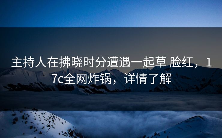 主持人在拂晓时分遭遇一起草 脸红，17c全网炸锅，详情了解