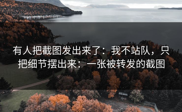 有人把截图发出来了：我不站队，只把细节摆出来：一张被转发的截图