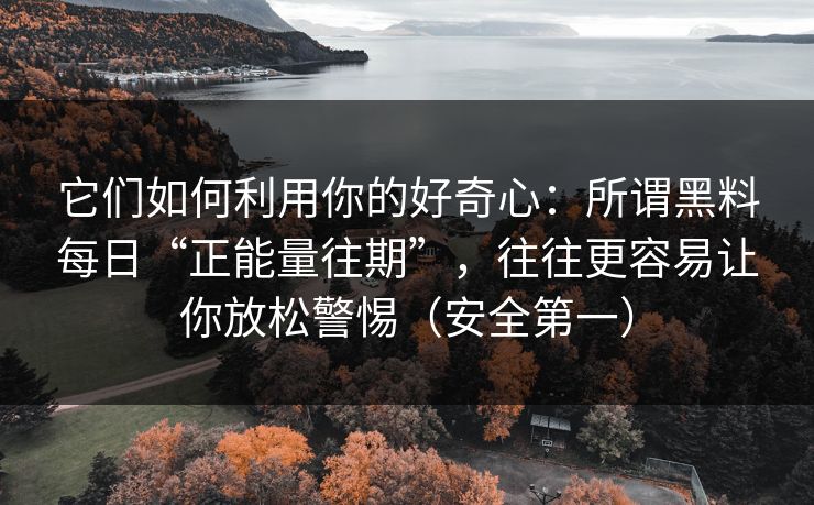 它们如何利用你的好奇心：所谓黑料每日“正能量往期”，往往更容易让你放松警惕（安全第一）