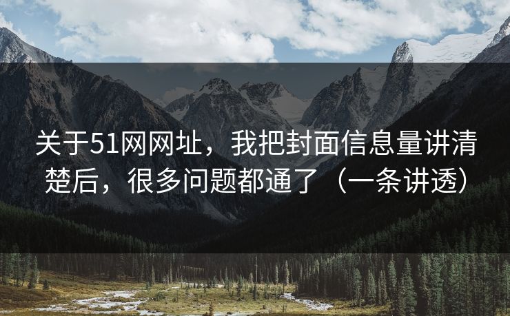 关于51网网址，我把封面信息量讲清楚后，很多问题都通了（一条讲透）