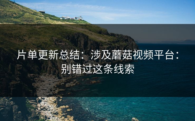 片单更新总结：涉及蘑菇视频平台：别错过这条线索