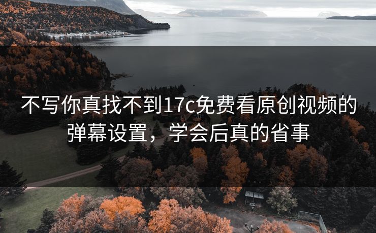 不写你真找不到17c免费看原创视频的弹幕设置，学会后真的省事